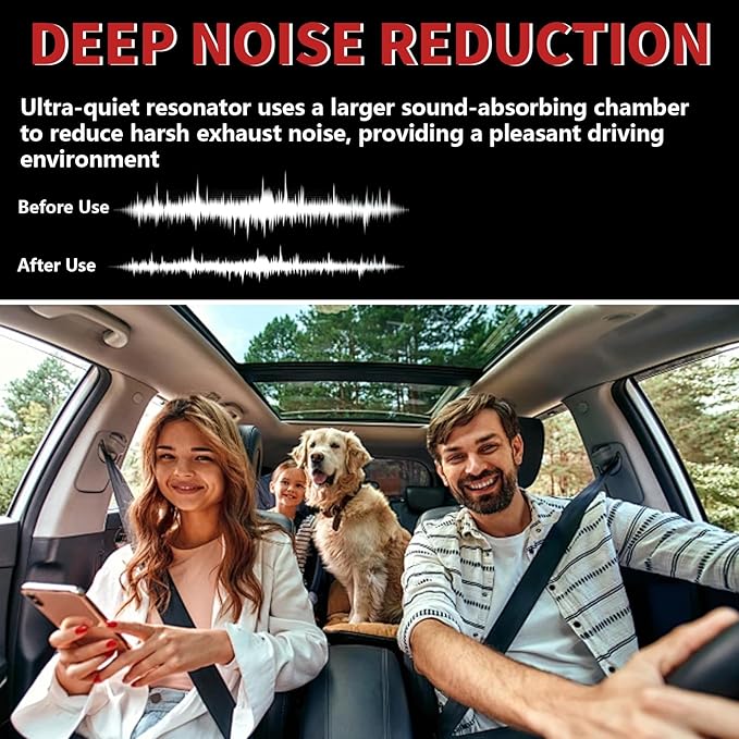 LCGP 2.25” Ultra Quiet Resonator, 2.25'' Inlet & Outlet 14" Overall Length Universal Muffler, 304 Stainless Steel vibrant performance resonator 2.25", Oval Muffler Shape, Silver
