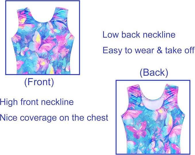 Domusgo Gymnastics Leotards for Girls Sparkly One-Piece Pro Kids Unitard Biketards with Shorts