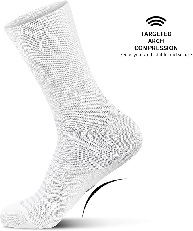 PAPLUS Compression Athletic Crew Socks (6 Pairs) for Men & Women
