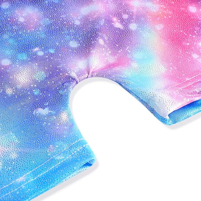 Leotards for Girls Gymnastics Toddler Dance Biketards Mermaid Unicorn Athletic Dance Wear Shiny Rainbow Blue Hotpink