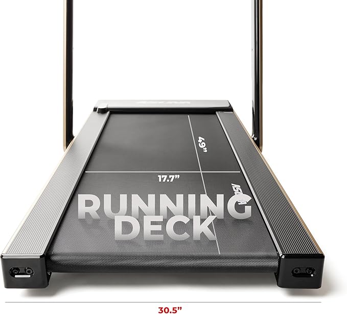 Sunny Health & Fitness Slim Foldable Treadmill Fully Assembled, 17.7" x 49" Non-Slip Running Surface, 2.5 HP Motor, Speeds up to 8 MPH, Shock-Absorption, Device Holder, Digital Monitor, & Easy Storage