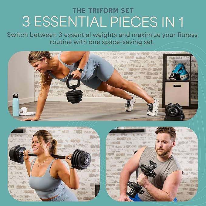 Lifepro Adjustable Dumbbells Set - 5in1-15lb 25lb 43lb 55lb weights Set & Single with Rack - Quick Adjust, Secure Grip - Compact Hand Weights for Men Women Home Gym