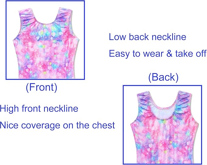 Domusgo Gymnastics Leotards for Girls Sparkly One-Piece Pro Kids Unitard Biketards with Shorts