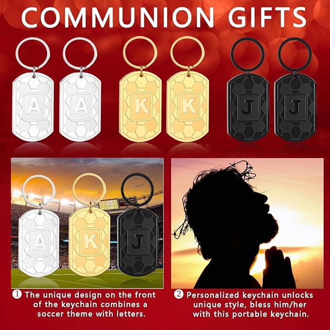 Stocking Stuffers Christmas Gift- Initial Keychain Gifts for Men,Soccer Dog Tag Mens Keychains for Men Him Dad