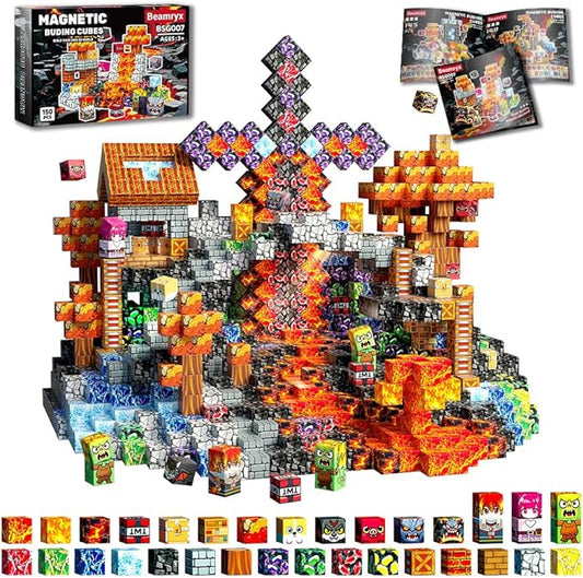 150 PCS Magnetic Blocks - Building Block for Kids Ages 4-8, Magnet Blocks Cubes Tiles Constructions Toys Girl Boy, STEM Educational Stacking Toy, Play Game Preschool Learning Gifts