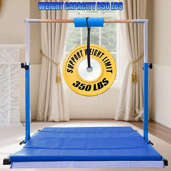Foldable Gymnastic Bar for Kids Ages 3-20,5FT/6FT Horizontal Bar Base Length,Height Adjustable Kids Training Bar for Gymnastics,Gymnastics Equipment for Home Clubs