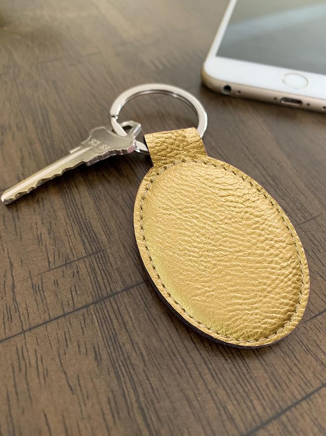 LaserGram Oval Keychain, Soccer Ball, Personalized Engraving Included