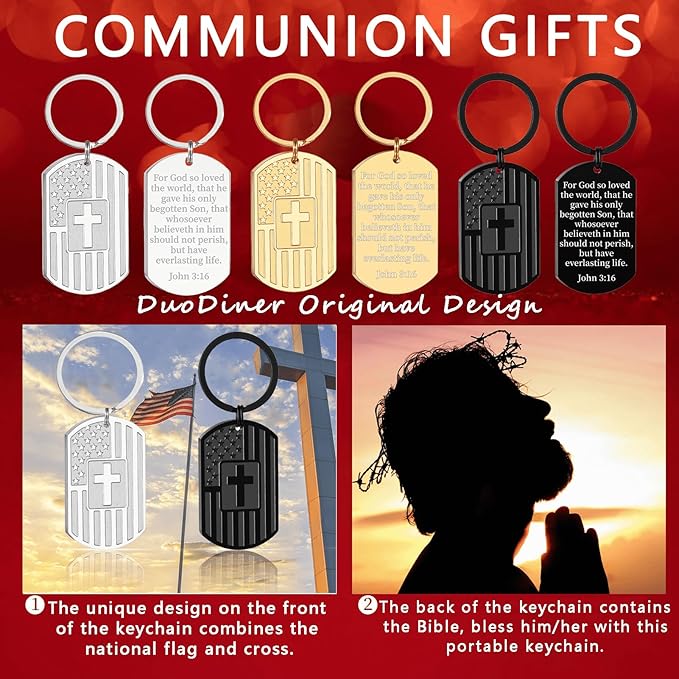 DuoDiner Stocking Stuffers Christmas Gift-Keychain Gifts for Men Religious Mens Gifts