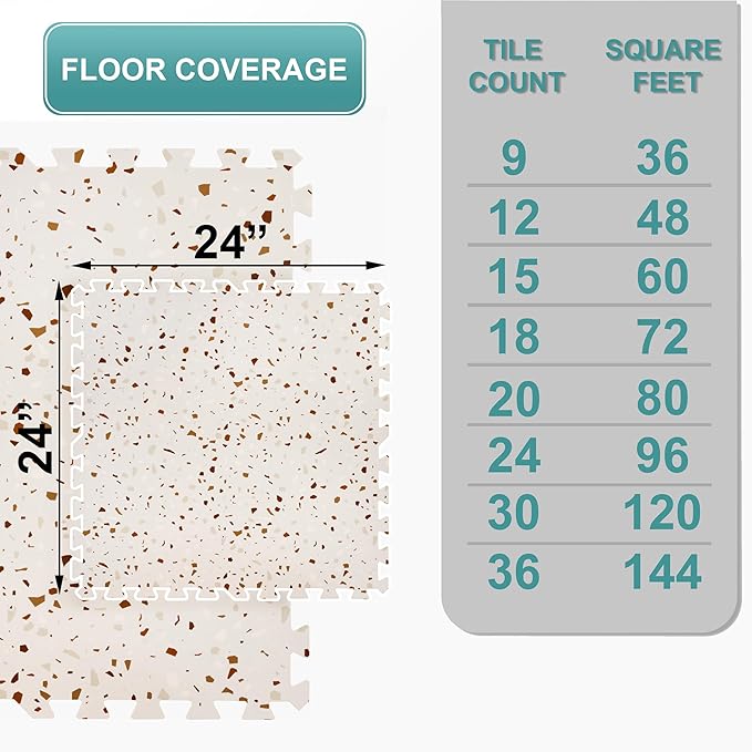 Sorbus 80 Sq. Ft. Wood Grain Floor Tiles Foam Mat EVA Interlocking Mats Tile 3/8-Inch Thick Flooring Wood Puzzle Exercise Mats w/Borders - Home Playroom Basement, Apartment, Trade Show, Baby, Dance