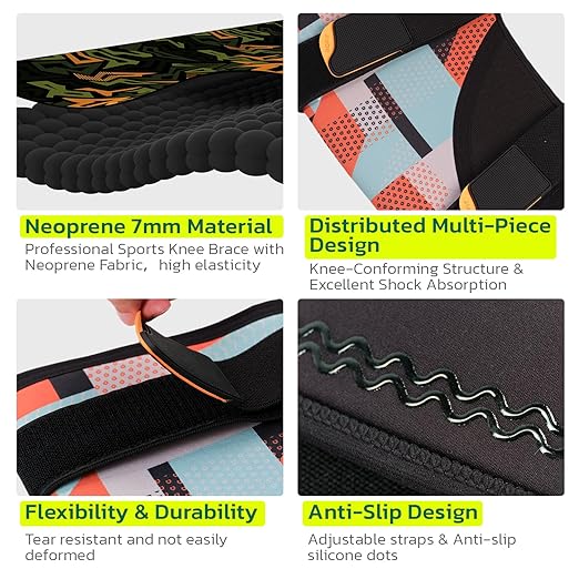 Knee Brace (1 Pair) Adjustable Strap 7mm Neoprene Knee Compression Sleeve Knee Support for Men Women for Training & Fitness, Weightlifting, Black XX-Large