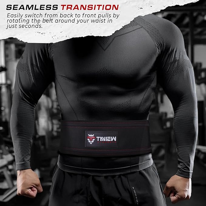TAVIEW Sled Pulling Belt with Adjustable Closure, 2 Sled Pulling Straps & 4 Hooks – Ideal for Resistance Training, Strength