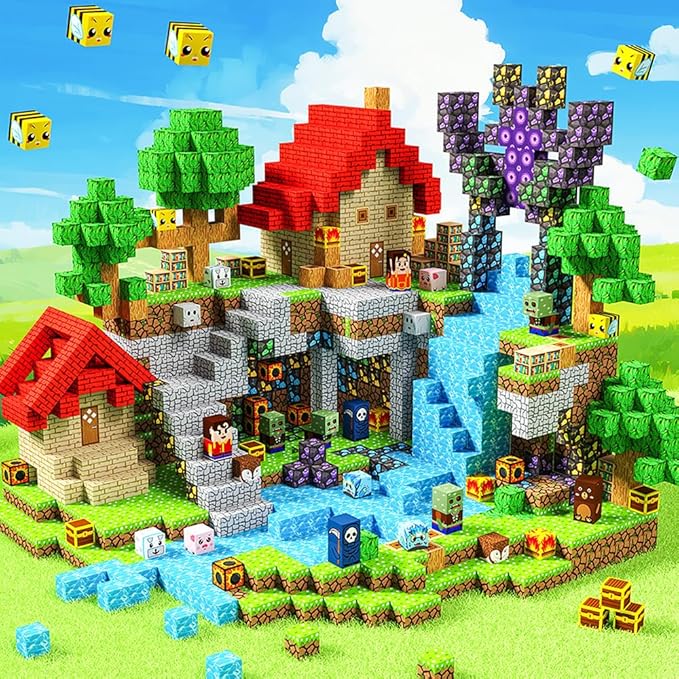 150pcs Magnetic Blocks House and Trees, Magnetic Toys Games for Kids Ages, STEM Toys for Kids Ages 4-8