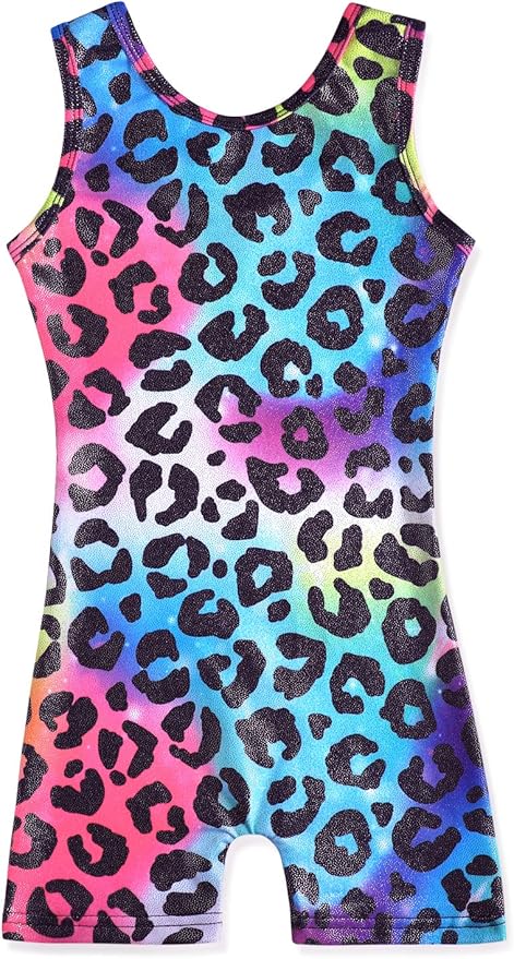 HOZIY Gymnastics Leotards for Girls with Shorts Toddlers Biketards Rainbow Unicorn Dinosaur Mermaid Leopard Flower Galaxy