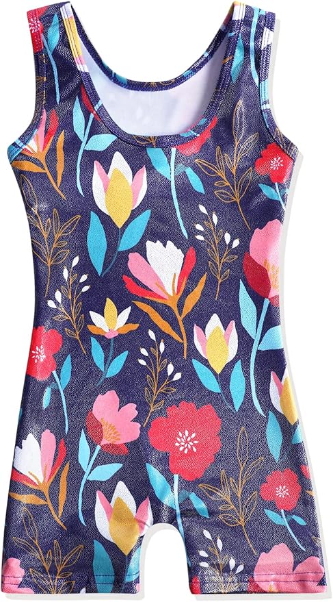 HOZIY Gymnastics Leotards for Girls with Shorts Toddlers Biketards Rainbow Unicorn Dinosaur Mermaid Leopard Flower Galaxy