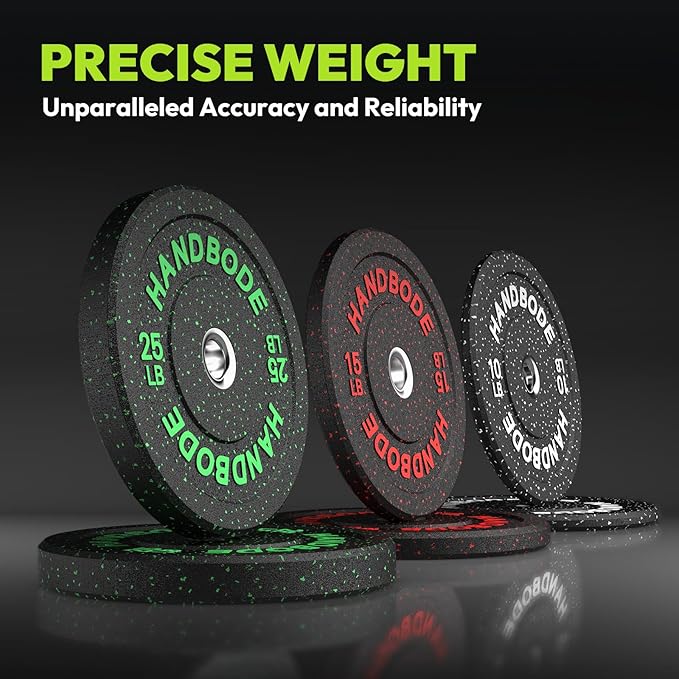 2-Inch Weight Plates High Bounce, Olympic Bumper Plate Set 45/100/160/190/260/300lb, Colored Weight Plates Set for Home Gym, Barbell Weights Rubber Strength Training Plate for Weight Lifting