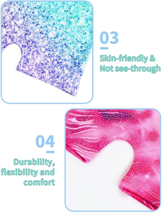Nymphperi 2 Packs Gymnastics Leotard for Girls Sparkle Biketards with Shorts Kids Sleeveless Unitard One-Piece Dancewear