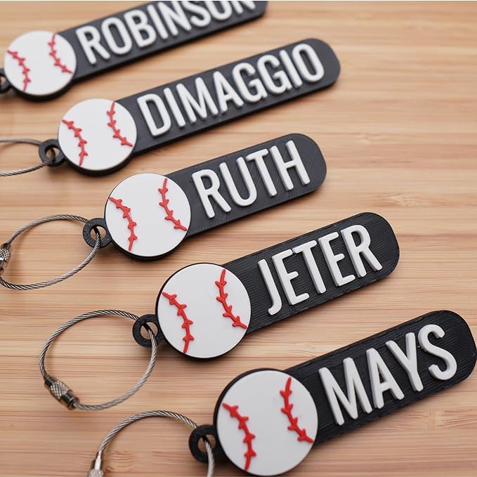 Personalized Baseball Keychain, Backpack tags, Kid's name tags, Custom baseball water bottle tags, Sports bag keychain, baseball team gift, Keyring charm, Custom baseball tag