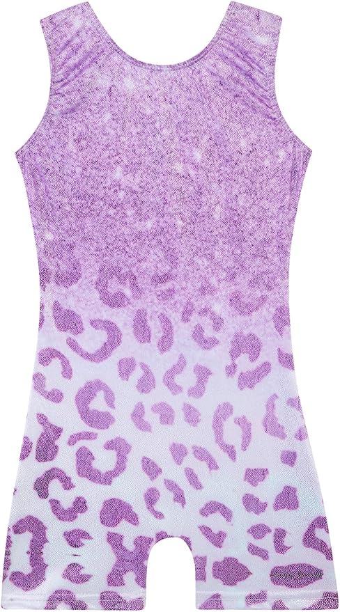 Leotards for Girls Gymnastics Toddler Dance Biketards Mermaid Unicorn Athletic Dance Wear Shiny Rainbow Blue Hotpink