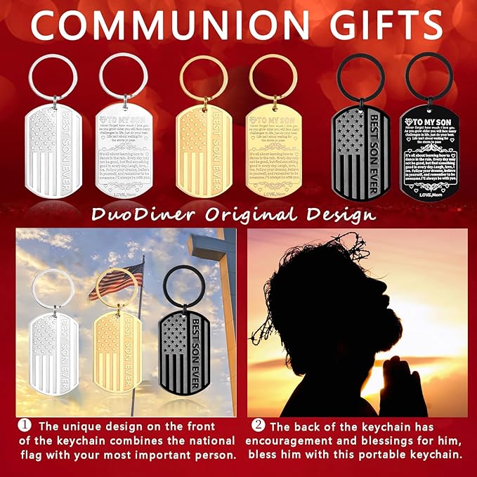 Stocking Stuffers- Football/Baseball/Soccer/Basketball Keychain for Men Baptism Confirmation Mens Gifts