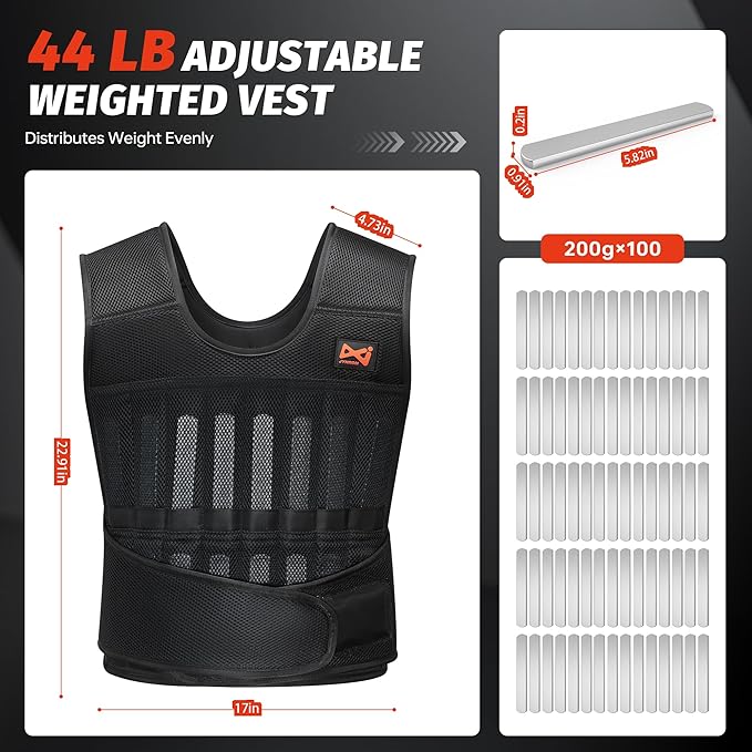 Adjustable Weighted Vest,Weight Vest for Men Women, Body Weights Vests with Weights for Workout, Strength Training, Running, Fitness