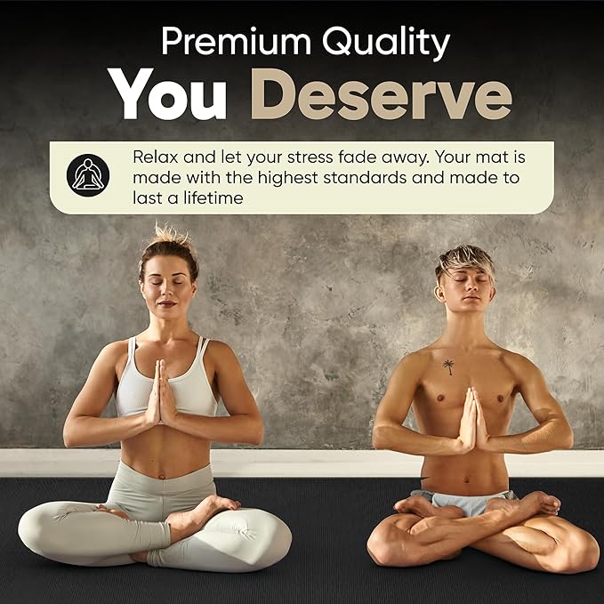 Gorilla Mats Premium Large Yoga Mat – 6x4', 7x5' (8mm) Extra Thick & Ultra Comfortable, Non-Slip Barefoot Exercise Mat – Works Great on Any Floor for Stretching, Cardio or Home Gym Workouts