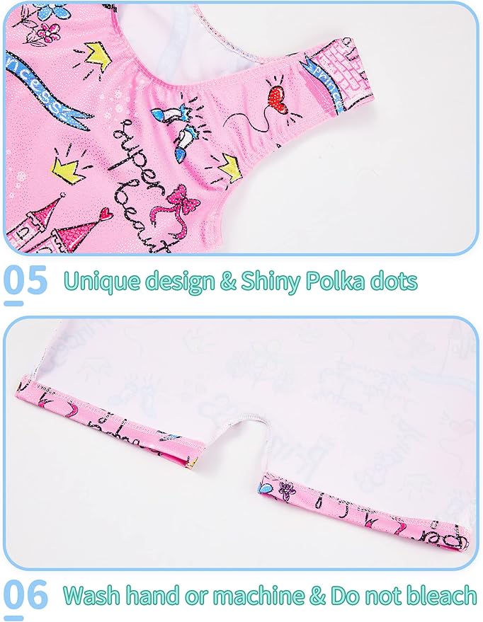 Nymphperi 2 Packs Gymnastics Leotard for Girls Sparkle Biketards with Shorts Kids Sleeveless Unitard One-Piece Dancewear