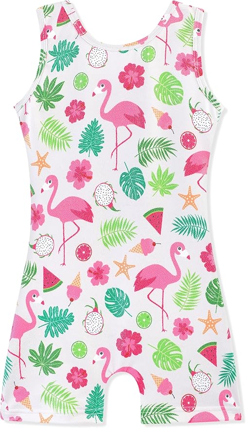 HOZIY Gymnastics Leotards for Girls with Shorts Toddlers Biketards Rainbow Unicorn Dinosaur Mermaid Leopard Flower Galaxy