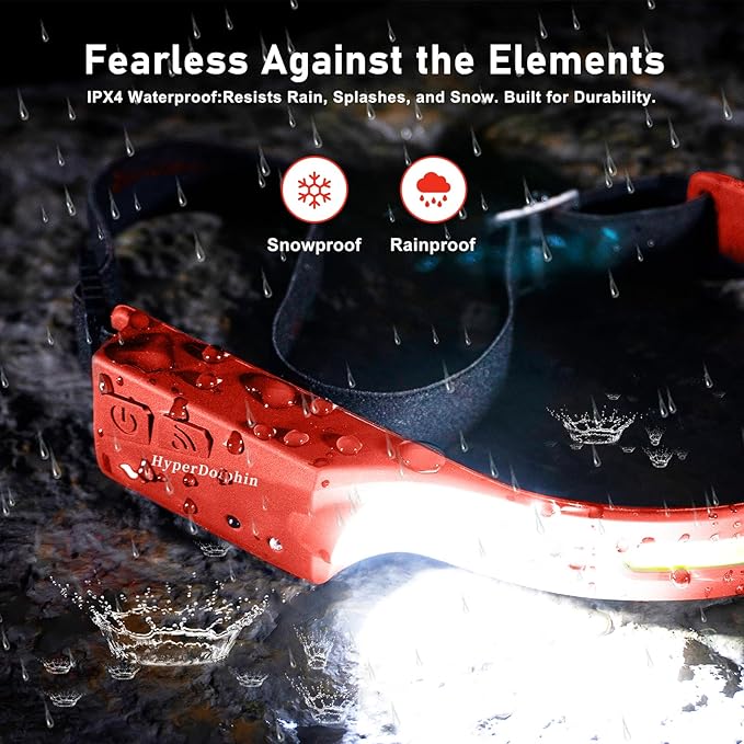 Rechargeable LED Headlamp (2-Pack, Red) – 350 Lumens, Waterproof, Wide 230° Beam, USB-C Charging, Ideal for Outdoor Adventures & Repair Work Lightweight, Comfortable – Perfect for Camping, Hiking