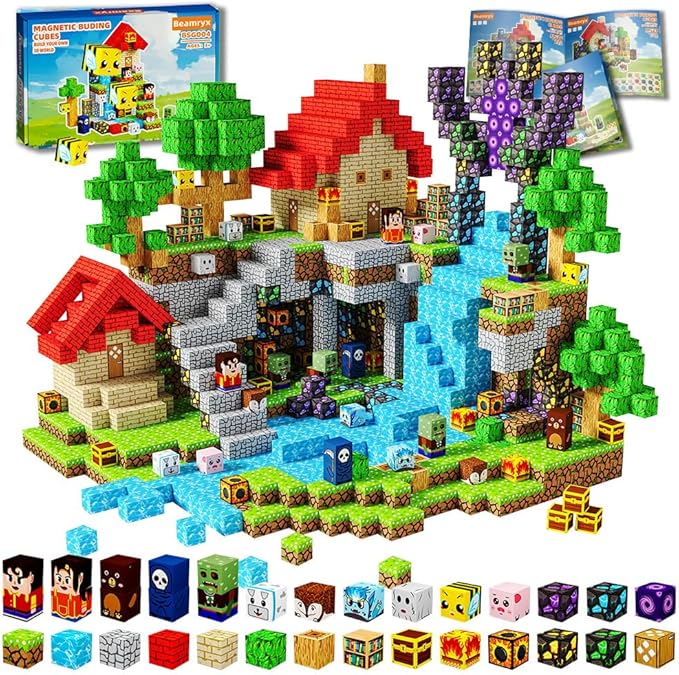 150pcs Magnetic Blocks House and Trees, Magnetic Toys Games for Kids Ages, STEM Toys for Kids Ages 4-8