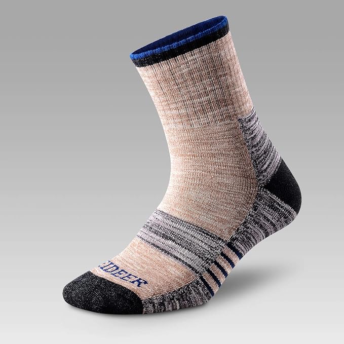 FEIDEER Men's Hiking Walking Socks, Multi-pack Wicking Cushioned Outdoor Recreation Cotton Quarter Crew Socks