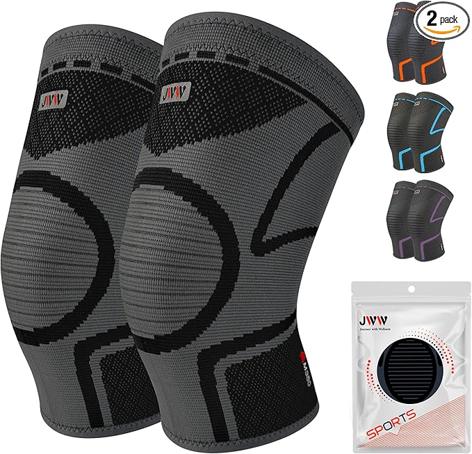 Plus Size Knee Compression Sleeve for Big Thighs, 2 Pack Knee Brace for Men & Women Knee Pain Relief, Workout Sports Knee Support, Knee Braces for Meniscus, ACL & Arthritis Recovery (Black, 2XL)