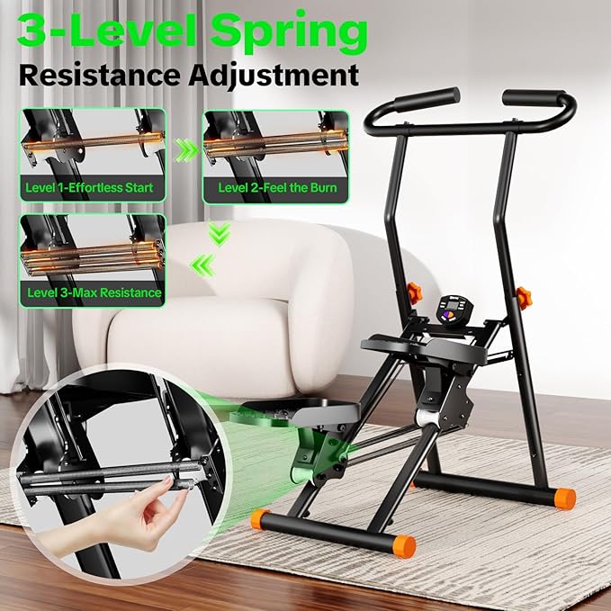 Stair Stepper for Home Gym, 350 lbs Capacity Cardio Machine with Adjustable Height, Non-Slip Pedals, LCD Display, Foldable Design for Full Body Workout for Women Men