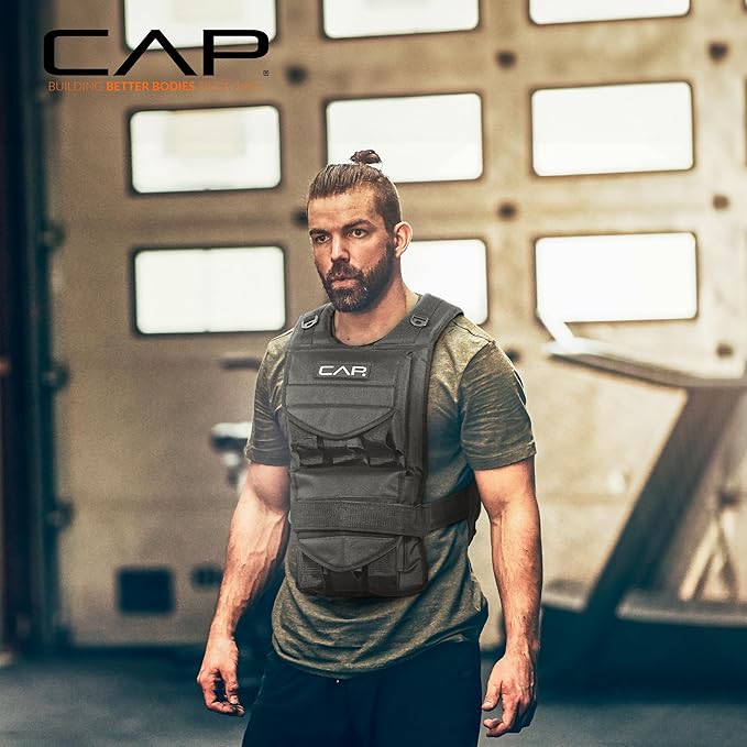 CAP Barbell Adjustable Weighted Vest | 20-150 lbs | Heavy-Duty Workout Vest with Removable Iron Weights for Strength Training, Cardio, Running, and Calisthenics