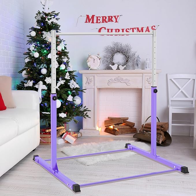 Gymnastics Bar for Kids Ages 3-15, 3' to 5' Adjustable Height, Gymnastic Kip Bar Horizontal Bar for Gymnas, Anti-Slip and Easy to Assemble, Home Gym Equipment Indoor for Girls, Boys