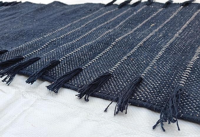 Indian Handmade100 % Organic Anti Skid Multi Colour Cotton Yoga Mat - Eco-Friendly Hand-Woven Rug - Non-Slip & Thick (24”x72”x5mm) for Hot yoga & Everyday Fitness at Home - Comfortable & Foldable Extra-Long Mat
