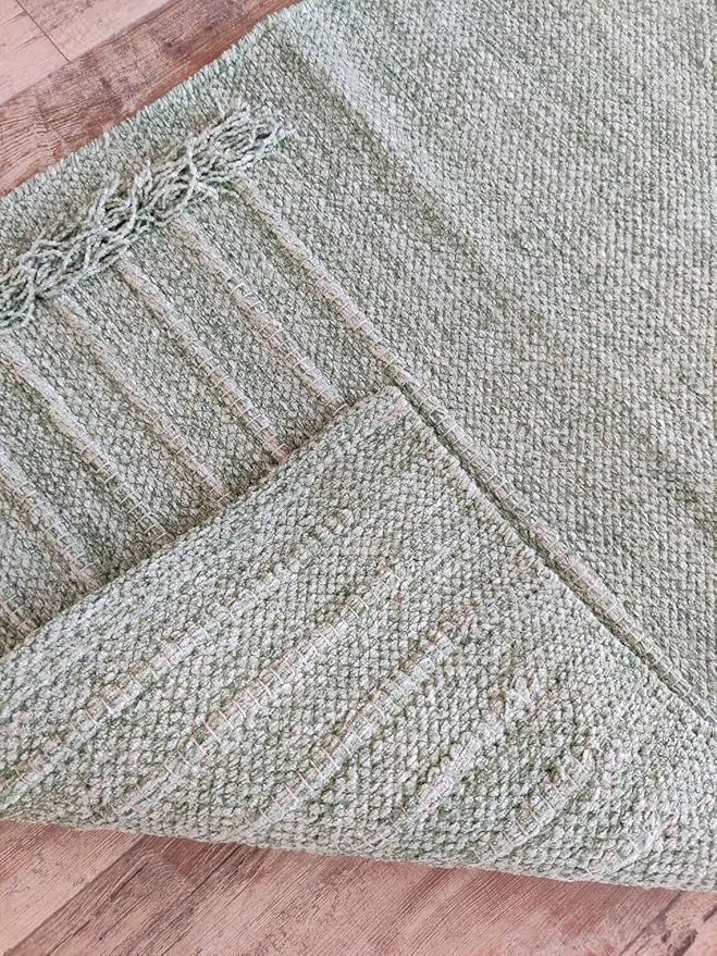 Indian Handmade100 % Organic Anti Skid Multi Colour Cotton Yoga Mat - Eco-Friendly Hand-Woven Rug - Non-Slip & Thick (24”x72”x5mm) for Hot yoga & Everyday Fitness at Home - Comfortable & Foldable Extra-Long Mat