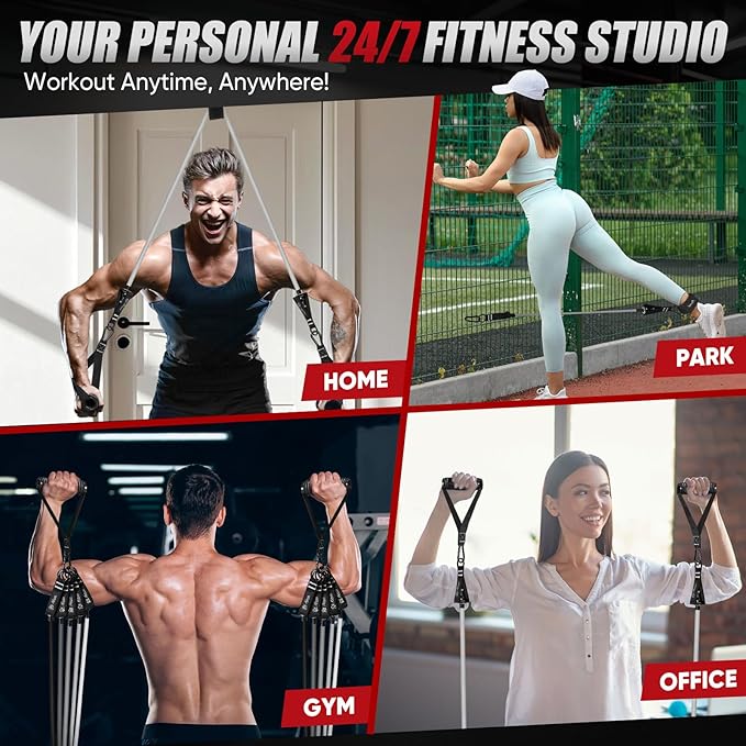 HPYGN Resistance Bands, Exercise Bands for Working Out, Workout Bands Men, Fitness Band with Handle, Door Anchor, Home Gym Equipment for Musle Training, Physical Therapy, Strength Training, Shape Body