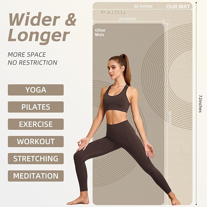 Large Yoga Mat, 72" x 36" x 2/5"（10MM） Thick Non-Slip Exercise Mat, SGS-Certified POE Material, Ideal for Home Gym, Yoga, Pilates, Fitness Workouts & Floor Mat