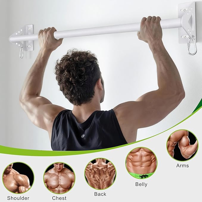 Wall Mounted Doorway Pull Up Bar, Heavy Duty Strength Training Pull-Up Bars for Doorframe, Support Beam or Joist Mount Thick Metal Sturdy Construction Support 500 lbs