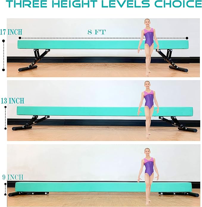 MARFULA Adjustable Balance Beam 8 ft Gymnastic Beam Adjustable Height for Kids and Teenage of All Gymnastic Levels, Gymnastic Training Beam Gymnastic Equipment for Athlete Home and Gym Club Use