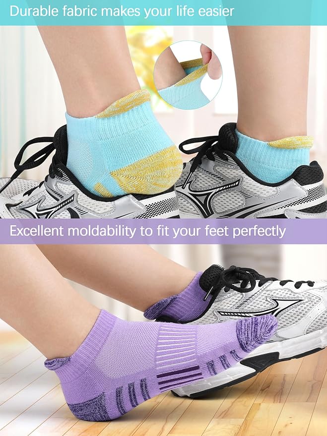 Airacker Athletic Running Ankle Cotton Socks, Low Cut Cushioned functional Anti-Blister Tab Sports Socks for Men Women 6pairs