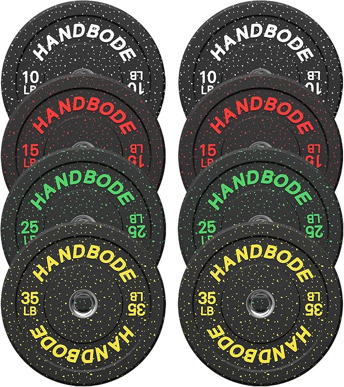 2-Inch Weight Plates High Bounce, Olympic Bumper Plate Set 45/100/160/190/260/300lb, Colored Weight Plates Set for Home Gym, Barbell Weights Rubber Strength Training Plate for Weight Lifting