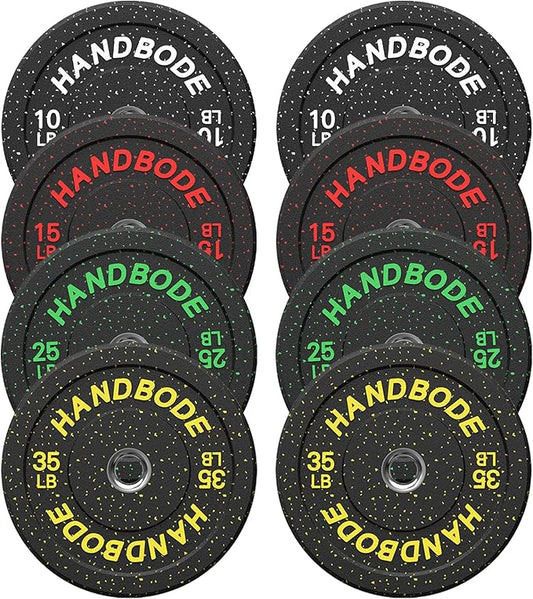 2-Inch Weight Plates High Bounce, Olympic Bumper Plate Set 45/100/160/190/260/300lb, Colored Weight Plates Set for Home Gym, Barbell Weights Rubber Strength Training Plate for Weight Lifting