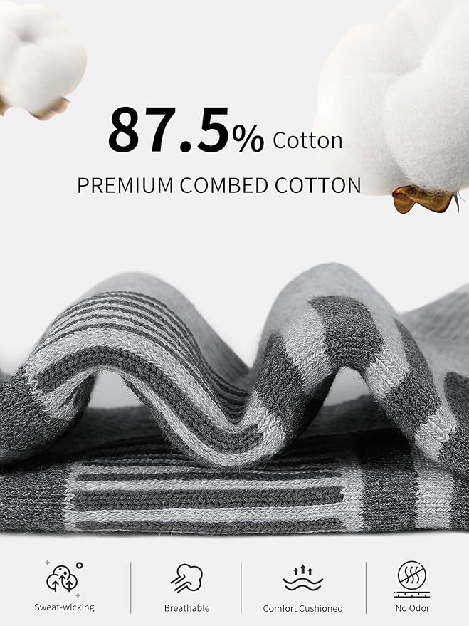 Airacker Athletic Running Ankle Cotton Socks, Low Cut Cushioned functional Anti-Blister Tab Sports Socks for Men Women 6pairs