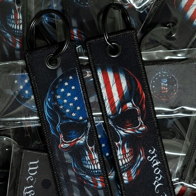 Patriotic Jet Tag Key Tag for attachment to keys, bags, Luggage and more. Made of Nylon Set of 2