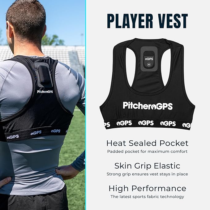 PitcheroGPS Soccer Tracker & Vest - Tracks 18 Key Performance Metrics - Includes 30 Days Subscription. Soccer Training Equipment for Performance & Fitness Tracking (Youth Large)