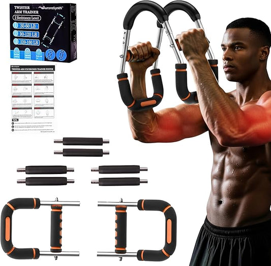 Twister Arm Trainer, Adjustable Chest Workout Equipment with 6 Resistance Levels Springs (30-160 Lbs), Arm Trainer for Men & Women, Detachable Home Gym Fitness Trainer with Anti-Slip Handles