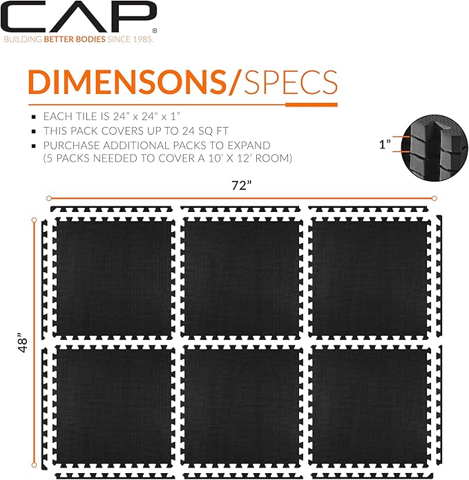 CAP Barbell Interlocking EVA Foam Exercise Puzzle Mat Home Gym Flooring | Multiple Options
