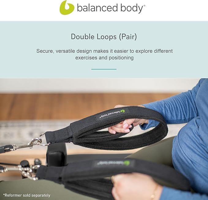 Balanced Body Double Loops, Foot and Hand Straps, Accessories for Pilates Equipment, Workout Equipment for Home Gym or Studio Use, 1 Pair