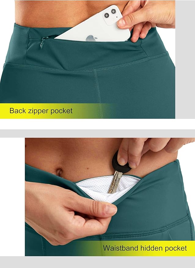 SANTINY Women's 6'' Athletic Long Shorts with 4 Pockets High Waisted Bermuda Shorts for Women Walking Running Casual